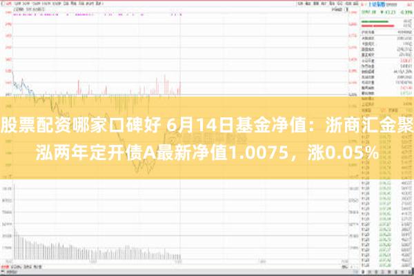 股票配资哪家口碑好 6月14日基金净值：浙商汇金聚泓两年定开债A最新净值1.0075，涨0.05%